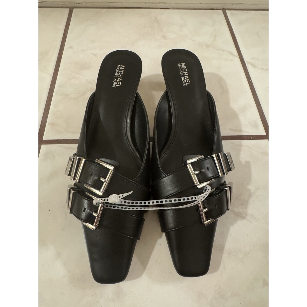 NWOB Michael Kors Women Shoes Size‎ 7M Darrington Kitten Heel Mule Black Leather - Picture 5 of 11